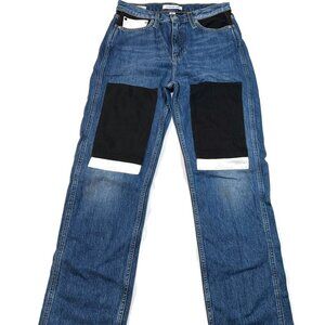 Calvin Klein‎ Womens Jeans 29 x 32 High Rise Straight Patchwork Italian Denim